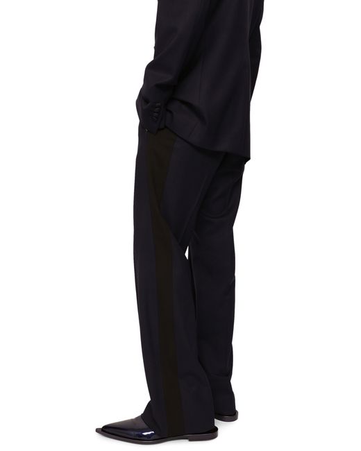 Dolce & Gabbana Blue Stretch Wool Tuxedo Pants With Straight Leg for men
