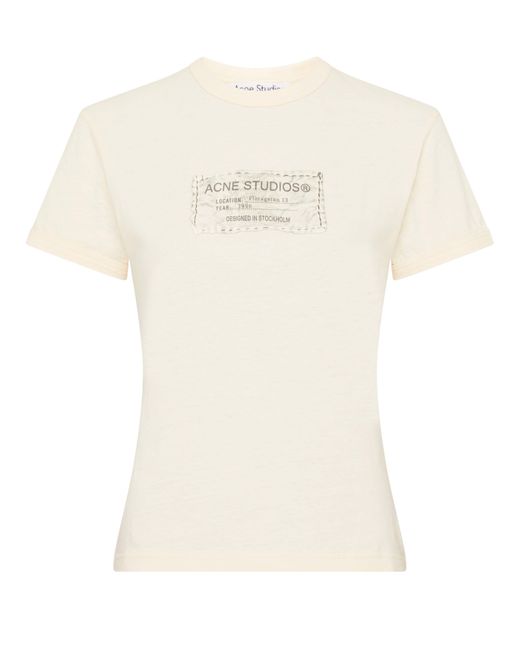 Acne White Kurzarm-T-Shirt mit Print
