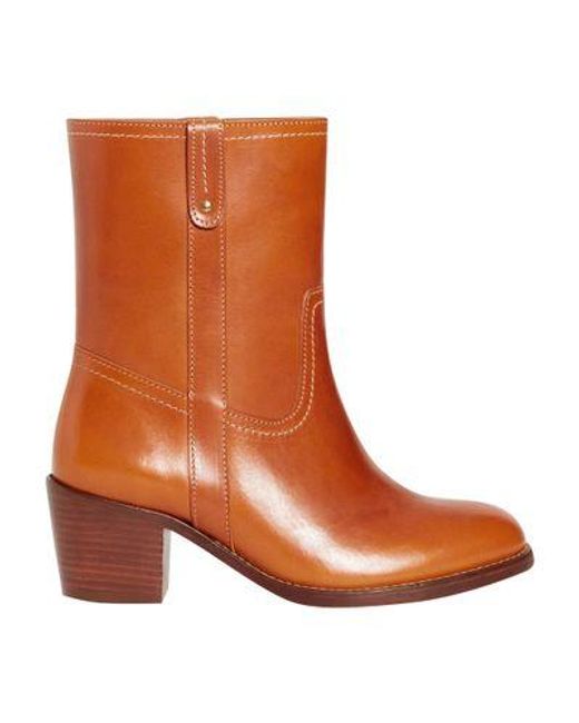 Vanessa Bruno Brown Vegetable-tanned Leather Ankle Boots