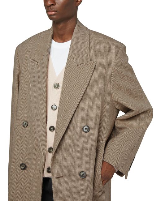 AMI Natural Long Double Breasted Coat for men