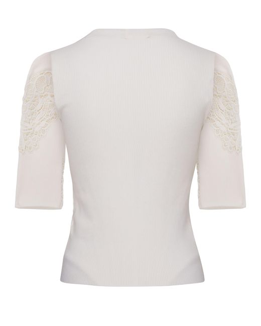 Chloé White Top With Lace Details