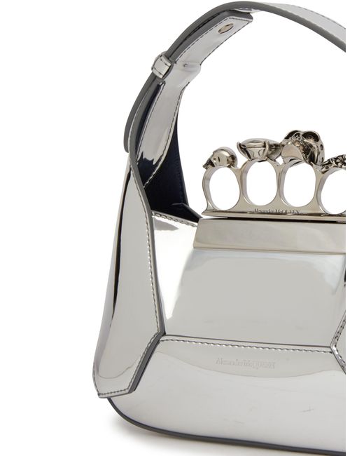 Alexander McQueen Gray Jewelled Hobo Mini Bag
