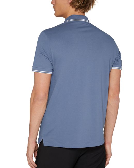 Stone Island Blue Short-Sleeved Polo Shirt With Logo for men