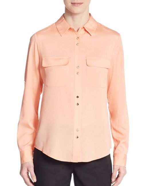 Ivanka Trump Pink Roll-tab Sleeve Shirt