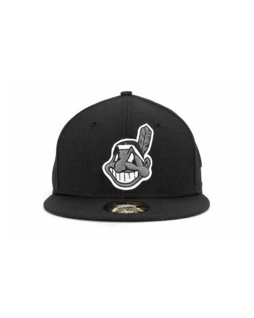 KTZ Cleveland Indians Black And White Fashion 59Fifty Cap for men