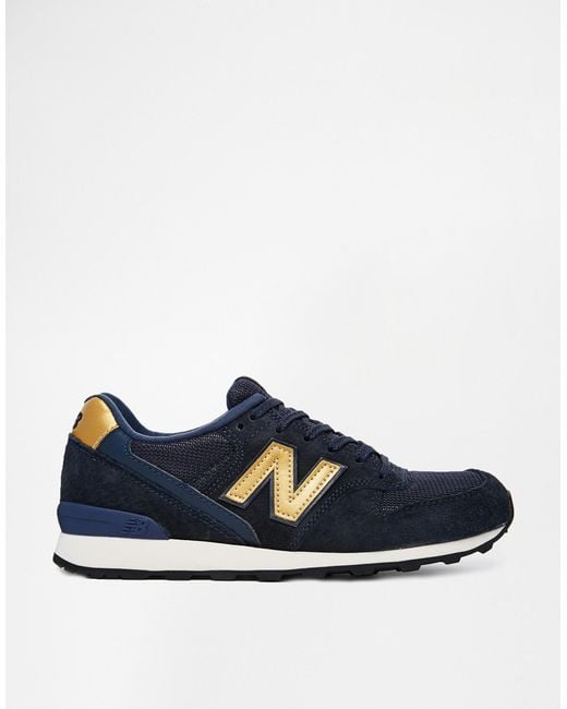 New Balance 996 Suedemesh Blue and Gold Sneakers