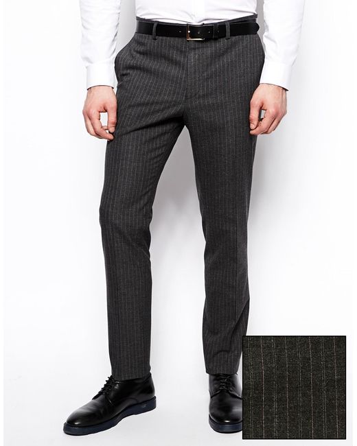 ASOS Gray Slim Fit Suit Trousers In Pinstripe for men