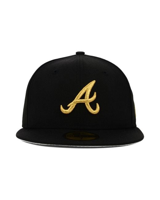 KTZ Black Atlanta Braves Gold 59fifty Cap for men
