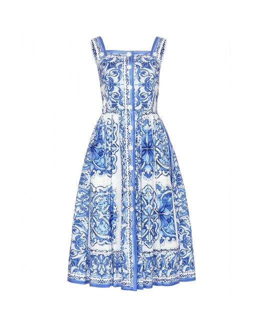 Dolce & Gabbana Printed Cotton Dress in Blue | Lyst Dolce & Gabbana Printed Cotton Dress in Blue | Lyst