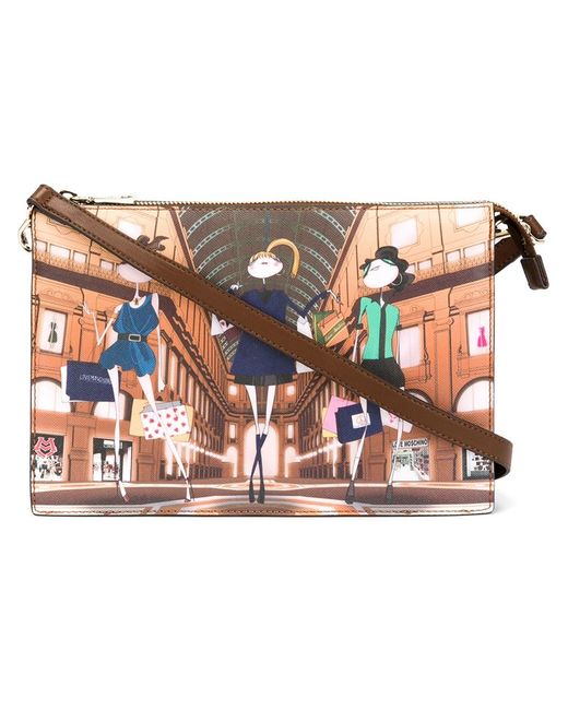 Love Moschino Brown Cartoon Girl Crossbody Bag