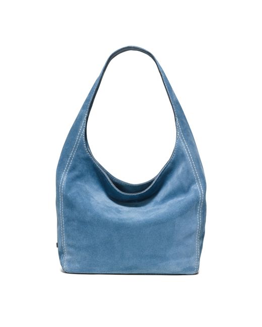 Michael Kors Blue Lena Large Suede Shoulder Bag