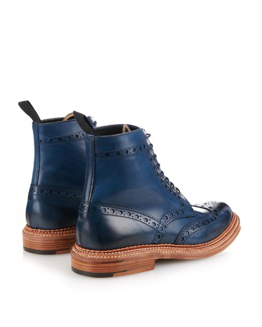 Foot The Coacher Fred Leather Brogue Boots in Blue for Men Lyst