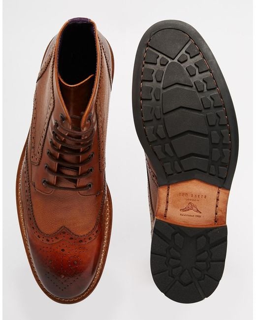 Ted Baker London Sealls Wingtip Brogue Tan Leather Suede Boots Men US 12 9-14736 Ted Baker | Shoes | Ted Baker Designer Sealls 2 Brown  main image 3