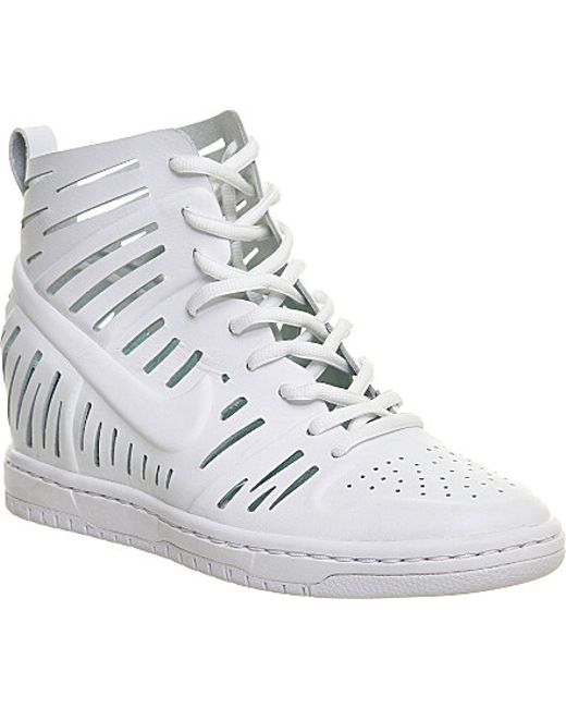 Nike Dunk Sky Hi Cutout Leather Wedge Trainers For Women in White