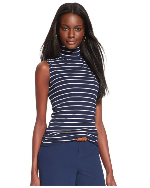 Striped sleeveless turtleneck sale