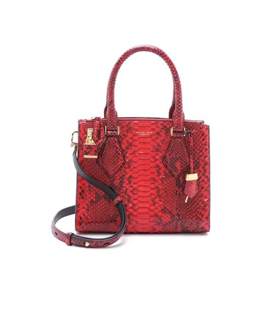 Michael Kors Python Casey Satchel Crimson in Red Lyst