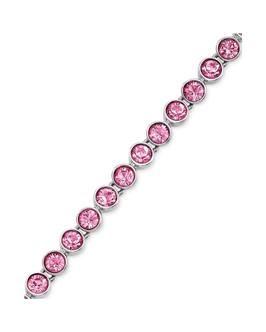 Swarovski Pink Rhodiumplated Light Rose Crystal Tennis Bracelet