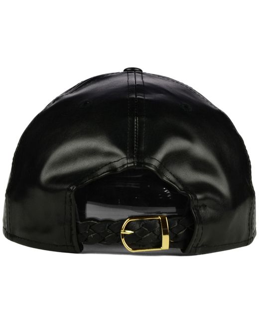 KTZ New York Yankees Faux Leather 9fifty Strapback Cap in Black | Lyst