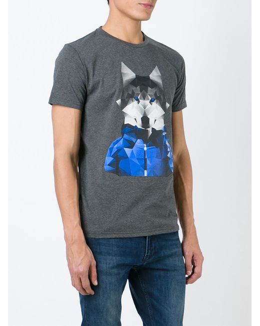 Moncler Wolf Print T-shirt in Grey 