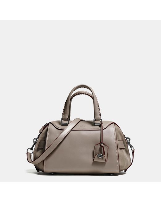 COACH Gray Ace Satchel In Glovetanned Leather And Suede