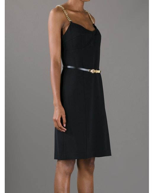 MICHAEL Michael Kors Chain Strap Dress in Black | Lyst