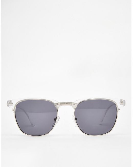 ASOS Gray Clubmaster Sunglasses With Clear Frame for men