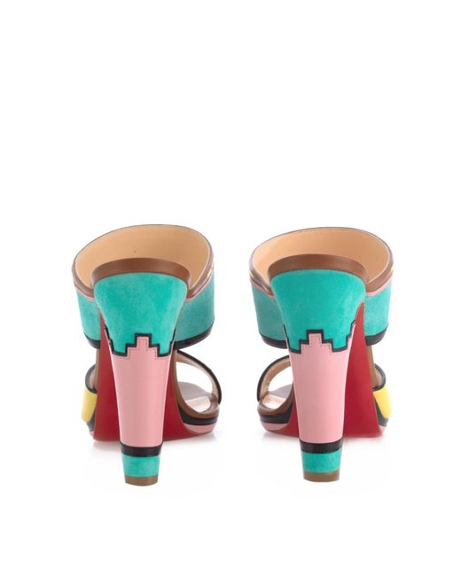 Christian louboutin Azunika Suede and Leather Mules in Multicolor ... Christian louboutin Azunika Suede and Leather Mules in Multicolor ...