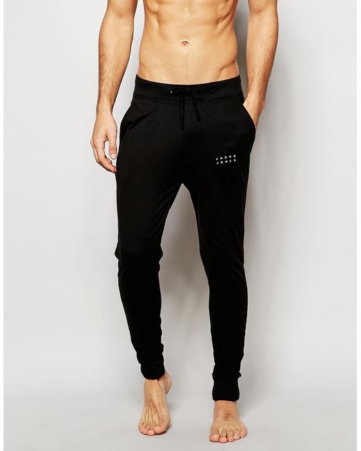 Jack & jones Cuffed Joggers In Slim Fit - Black in Black for Men | Lyst