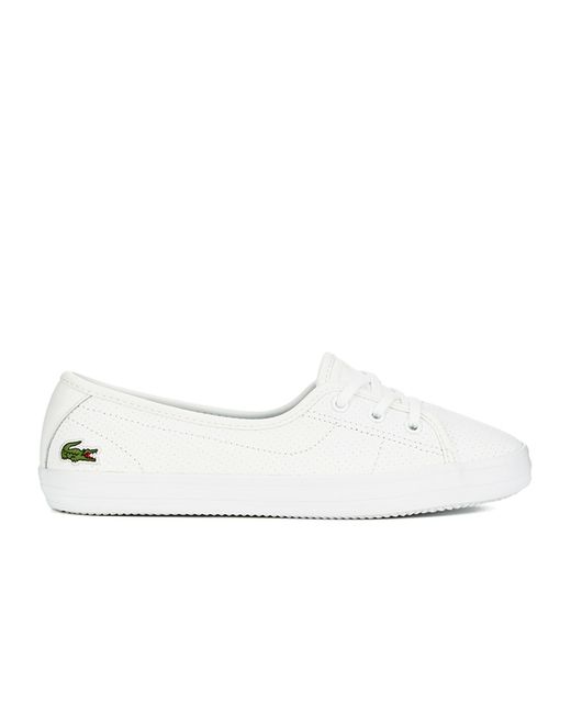 Lacoste White Women's Ziane Chunky 116 2 Leather Lace Pumps
