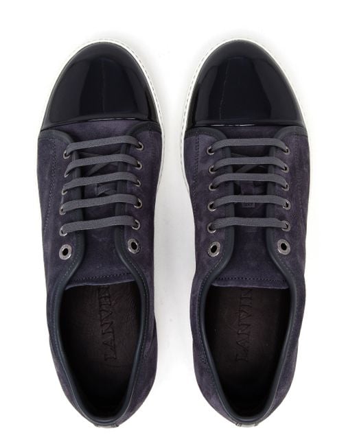 Lanvin Gray Dark Grey Suede And Patent Leather Sneakers for men