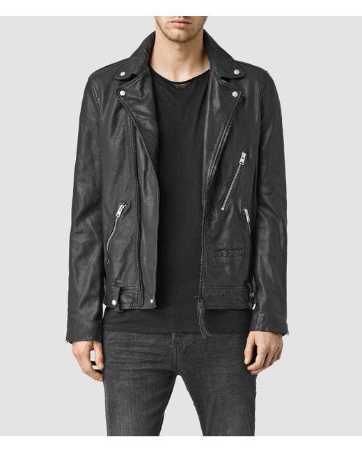 AllSaints Muir Leather Biker Jacket in Black for Men | Lyst UK