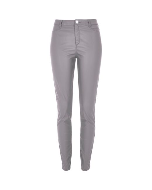 River Island Gray Grey Skinny Leather-look Trousers