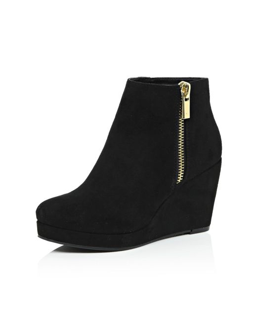 River Island Black Wedge Ankle Boots