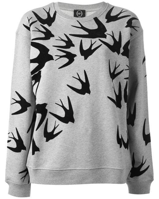 McQ Gray Bird Print Sweater