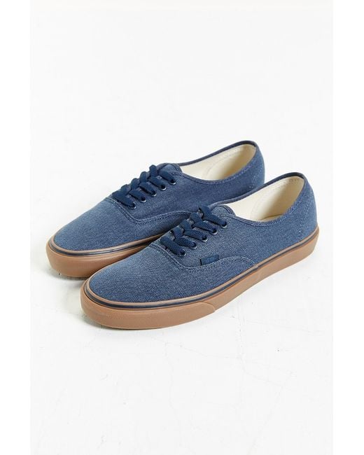 Vans Blue Authentic Washed Gum Sole Sneaker for men
