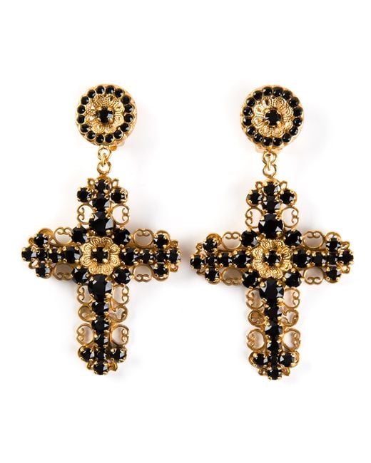 Dolce & Gabbana Metallic Cross Clip On Earrings