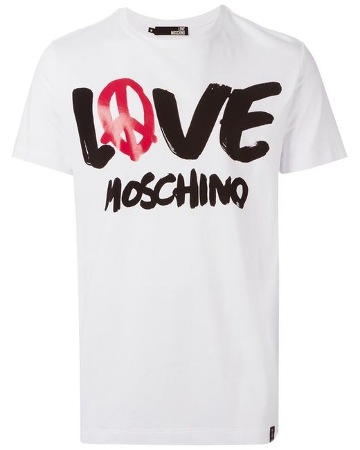 Love Moschino White Logo Print T-Shirt for men