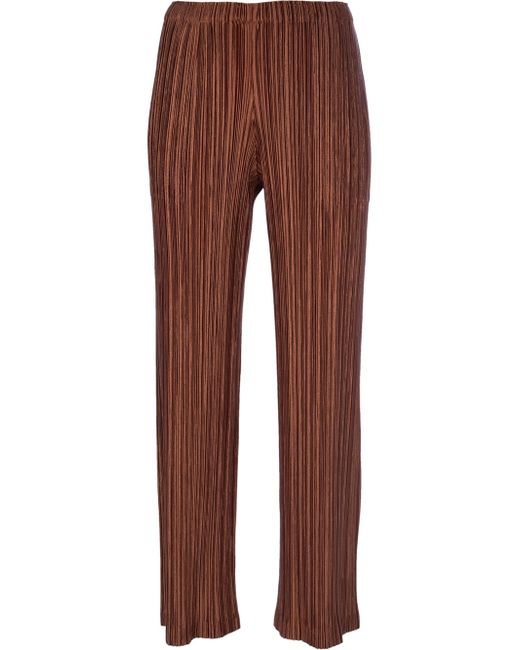 Pleats Please Issey Miyake Brown Straight Pleated Trouser