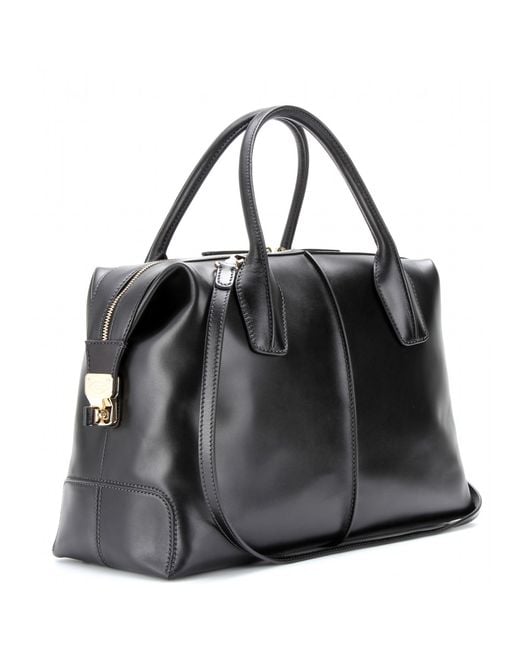 Tod's Black D-Styling Bauletto Medium Leather Tote