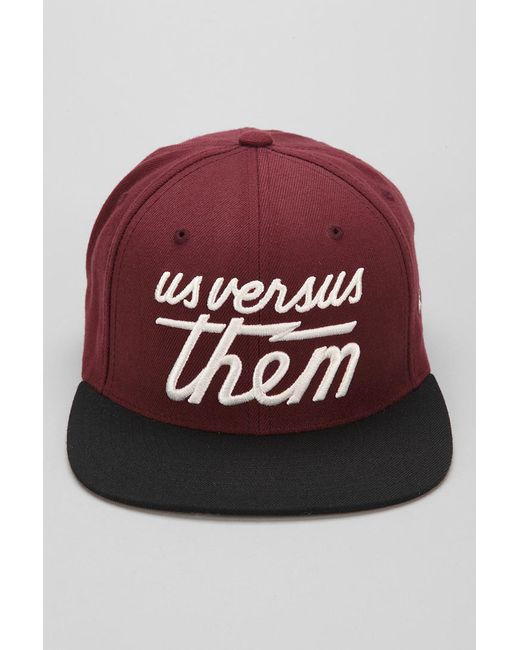 Urban Outfitters Red Us Versus Them Magnum Snapback Hat for men