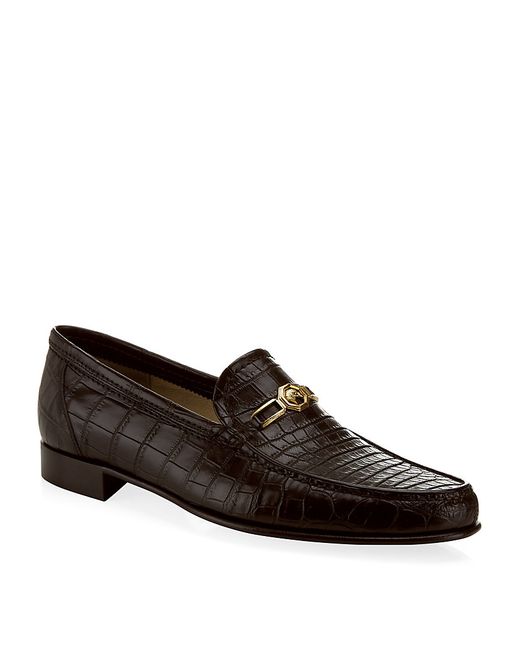 Stefano Ricci Brown Eagle Buckle Croc Loafer for men