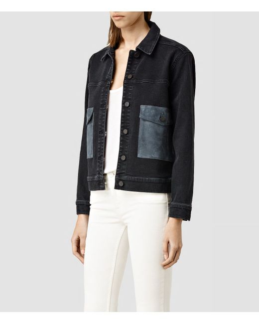 AllSaints Zoe Denim Jacket in Black | Lyst