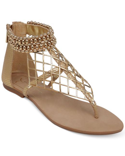 Jessica Simpson Kyla Hooded Flat Thong Sandals in Metallic | Lyst