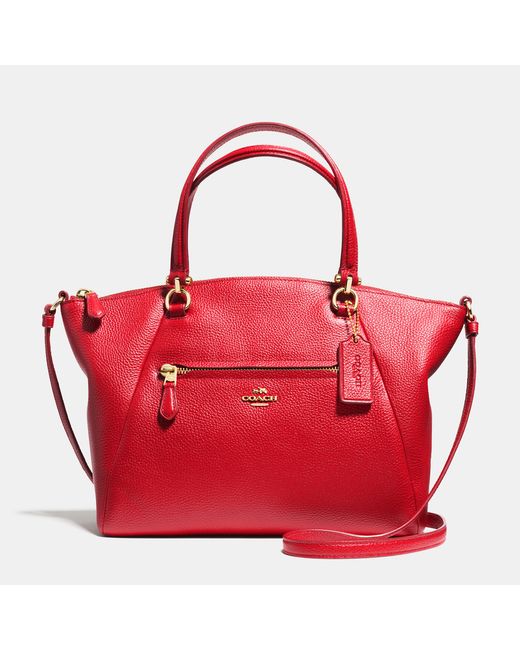 COACH Red Prairie Satchel In Pebble Leather