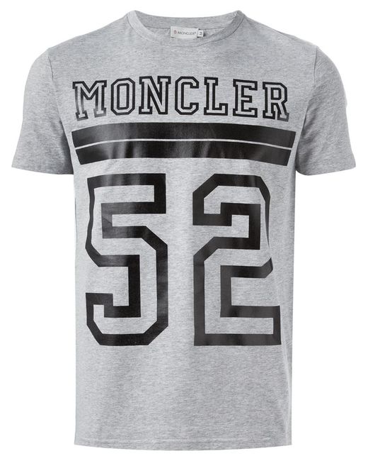 Moncler Gray Logo Print T-Shirt for men