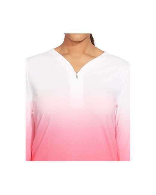Lauren by Ralph Lauren Pink Plus Size Ombré Half-Zip Shirt