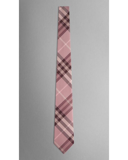 Burberry Pink Check Silk Tie for men