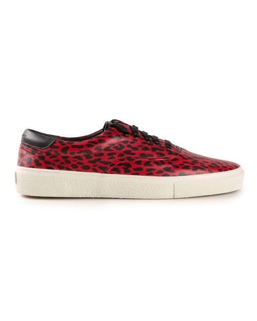 Saint Laurent Leopard Print Trainers in Red for Men Lyst