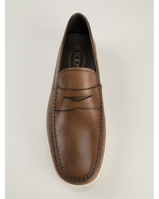 Tod's Brown Rubber Sole Penny Loafers for men