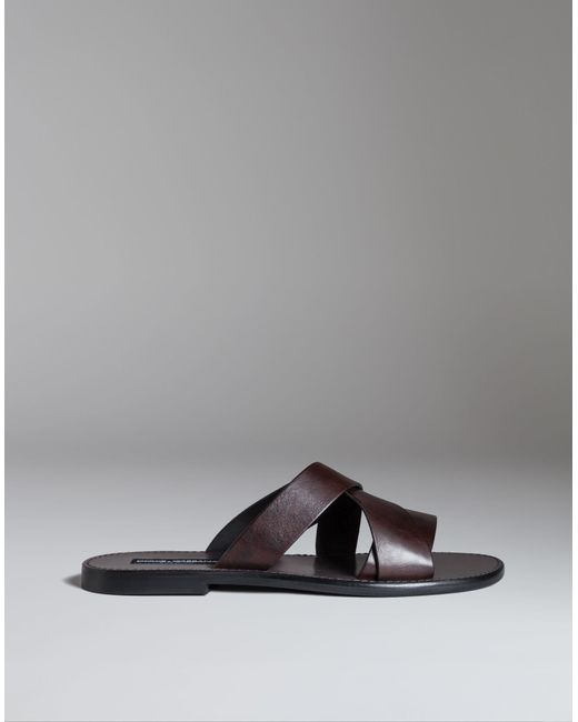 Dolce & Gabbana Brown Leather Sandal for men